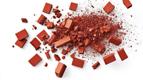 破碎的土红色化妆粉饼