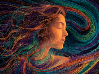 色彩斑斓的女性侧脸艺术插画