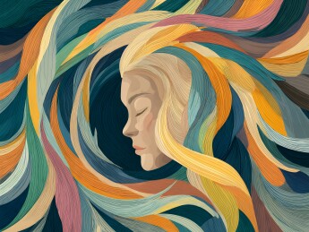 色彩斑斓的梦幻女性侧脸