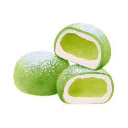 水彩画抹茶大福