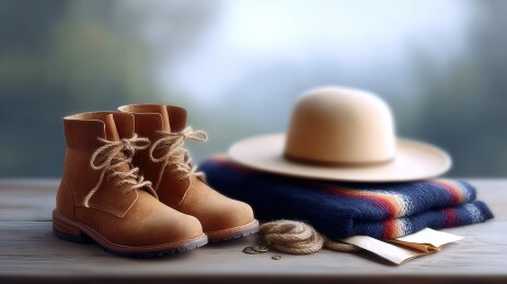 靴子、帽子和围巾