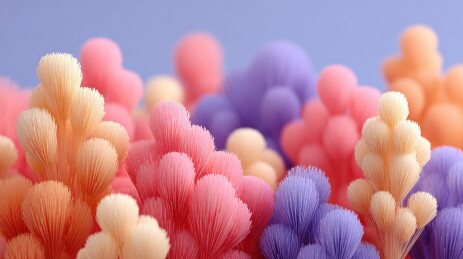 多彩毛绒球的美丽景象