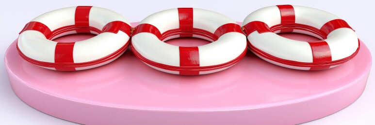 橙白泳圈水上防护场景