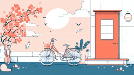 春日自行车小巷静谧写意