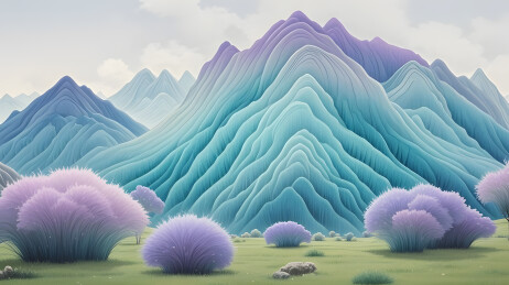 梦幻山峦与绒球