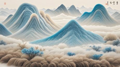 梦幻山峦与绒球