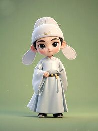 卡通3D汉服人物背景