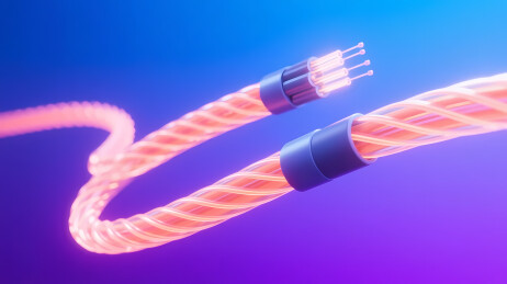 红白绳索与蓝紫渐变背景