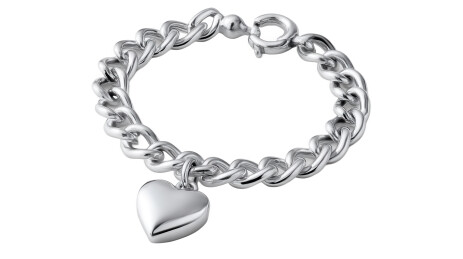 银色爱心吊坠手镯