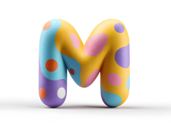 3D卡通彩色艺术字英文字母M