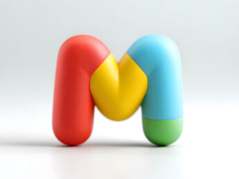 3D卡通彩色艺术字英文字母M