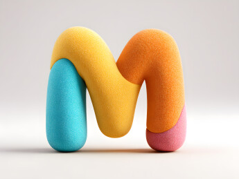 3D卡通彩色艺术字英文字母M