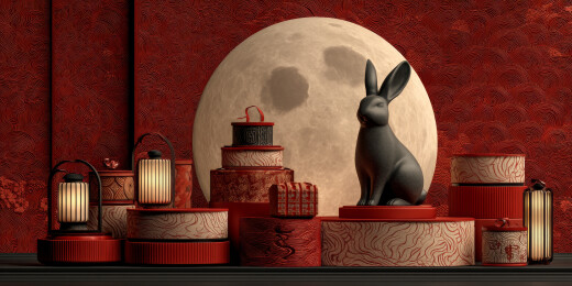 红色高端中秋节礼物摆台