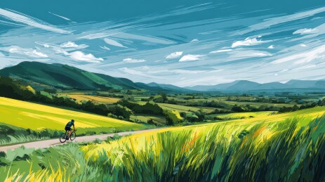 乡间小径上的骑行者