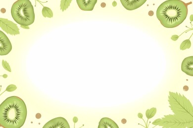 猕猴桃绿叶环绕的空白背景图