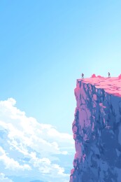 登山爱好者在壮丽山景中攀登