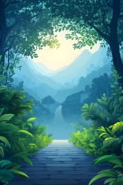 阳光洒在斜坡小路上的光影