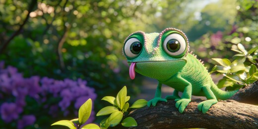 变色龙写实生态栖息场景