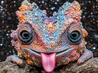 变色龙写实生态栖息场景