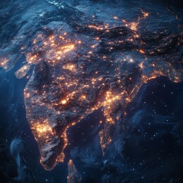 夜幕下的大陆灯光图