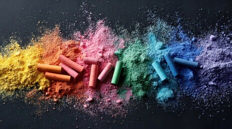 五彩粉笔和粉末