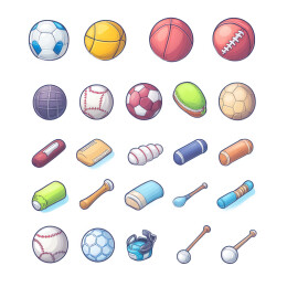 各种运动球和器材