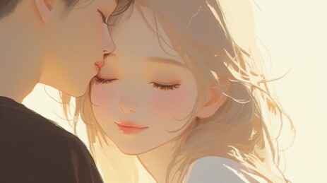 亲密情侣的温柔瞬间