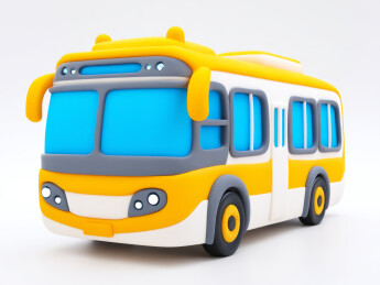 卡通风格的黄色巴士