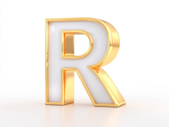 金色字母R的特写