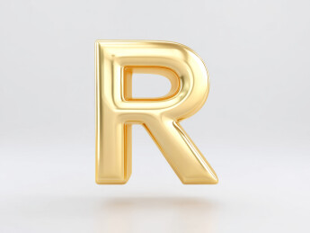 金色立体字母R展示