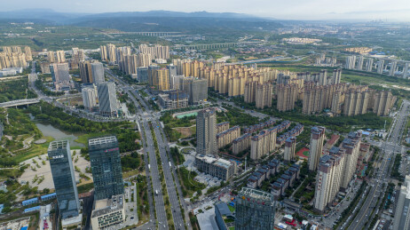河南三门峡城市生态美景如画