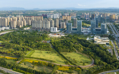 河南三门峡城市生态美景如画