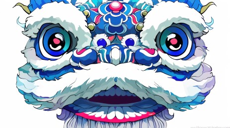 彩色龙狮头面具