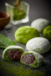 甜品美食 抹茶豆沙大福