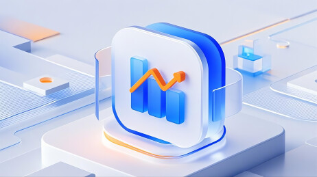 3d玻璃质感统计图表banner