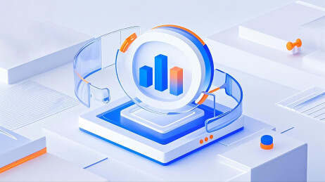 3d玻璃质感统计图表banner