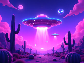 不明飞行物UFO的三维插画