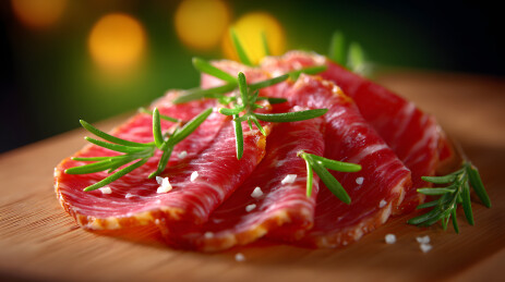 高细节切片肉类美食特写图