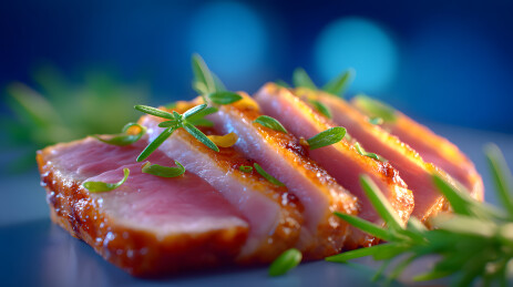 高细节切片肉类美食特写图