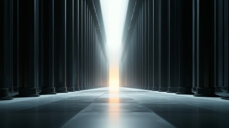 黑柱长廊冷调空间场景