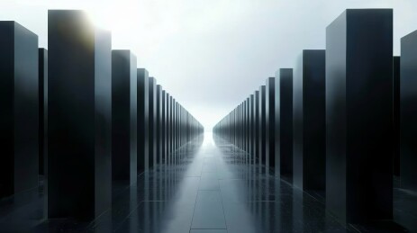 黑柱长廊冷调空间场景