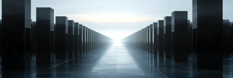 黑柱长廊冷调空间场景