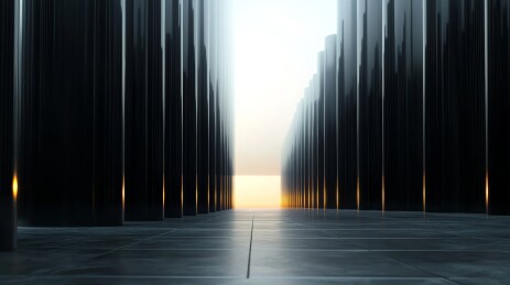 黑柱长廊冷调空间场景