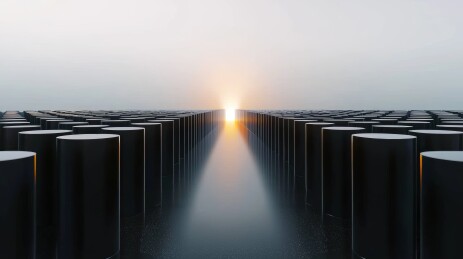 黑柱长廊冷调空间场景