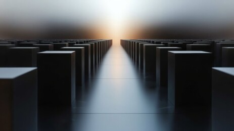 黑柱长廊冷调空间场景