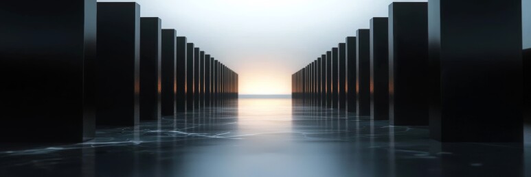 黑柱长廊冷调空间场景