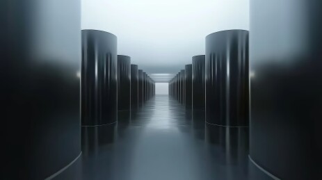 黑柱长廊冷调空间场景