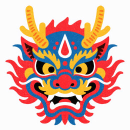 插画风格的中国龙头像