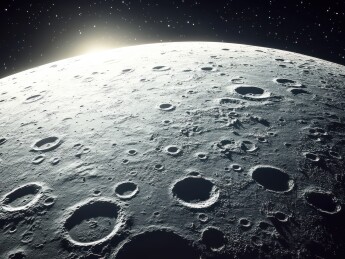 月球表面的陨石坑与光影