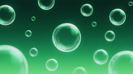气泡与绿色渐变背景
